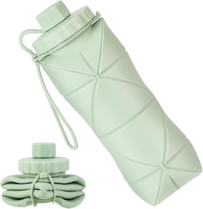 YCT Collapsible Silicone Travel Water Bottle 20oz, Reuseable Leakproof BPA Free by YCT