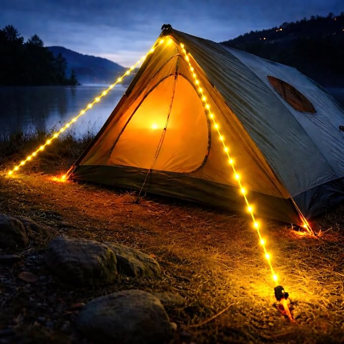 Solar Luminous Paracord Rope, 23ft Solar-Powered Yellow Glow Rope - Image 3