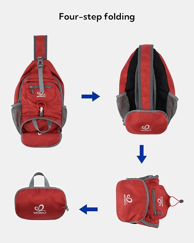 WATERFLY Packable Small Crossbody Sling Backpack Shoulder Chest Bag Daypack - Image 7