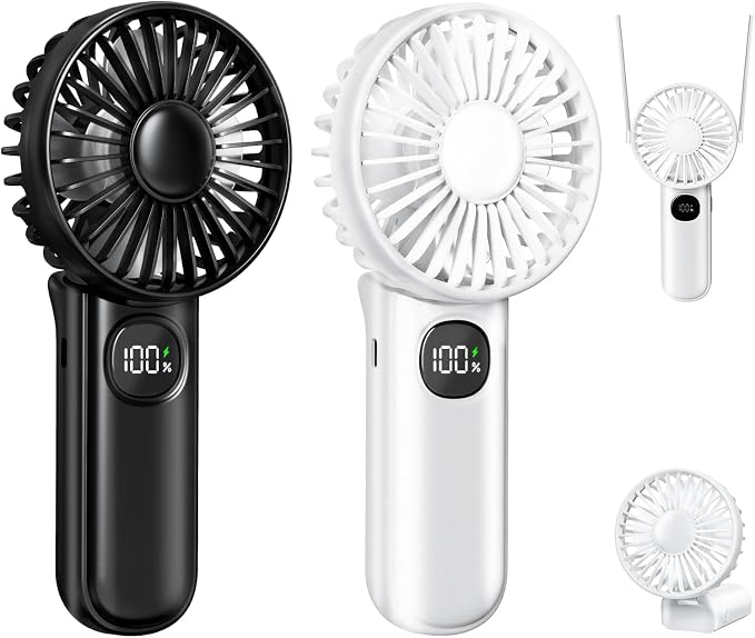 Portable Fan, Handheld Fans 2-Pack, 180° Foldable Hand Held Fan by XIGMER