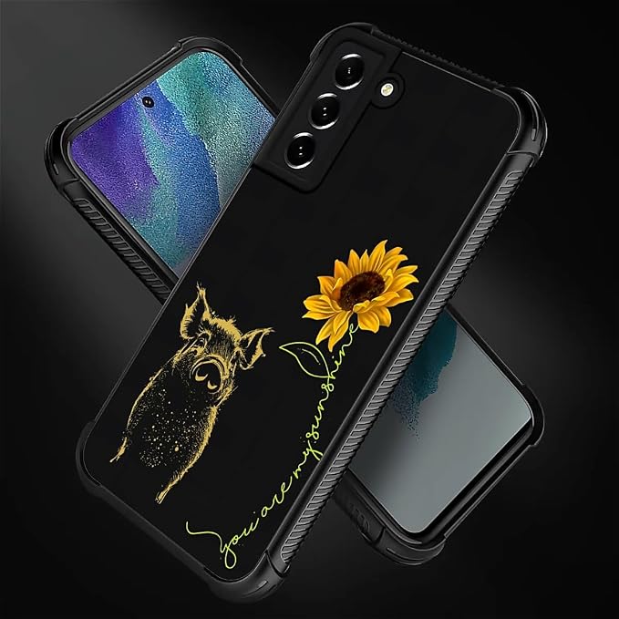 for Samsung Galaxy S21 Case, Pig Sunflower Yellow Sunshine Pattern Graphic - Image 2
