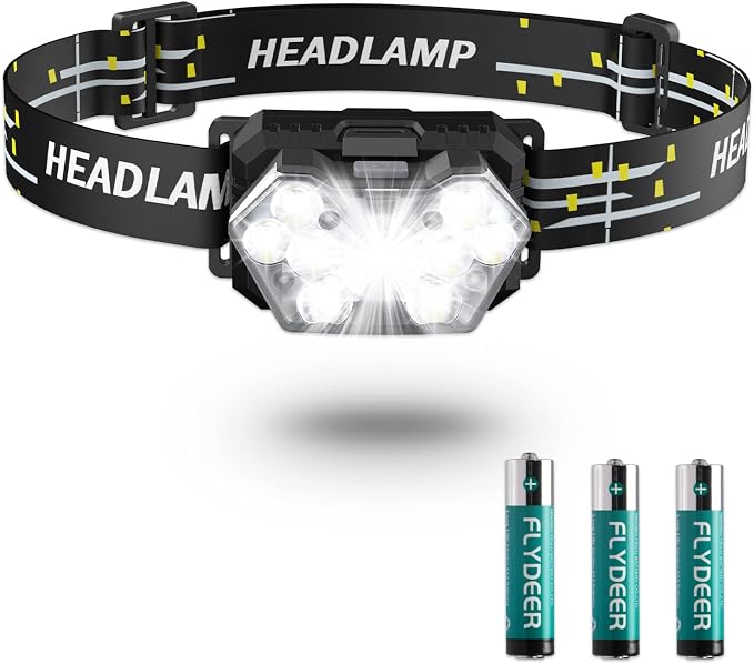 9 LED Headlamp Battery Powered, 1 Pack 2000 Lumens Headlight, 3 AAA Batteries by PLUSINTO