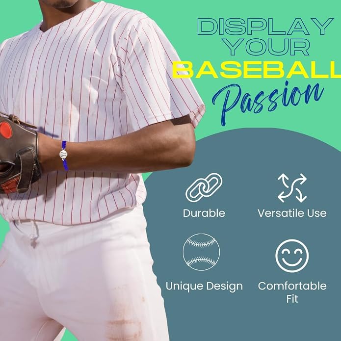 Sportybella - Baseball Bracelet, Baseball Jewelry, Adjustable Braided Baseball - Image 2