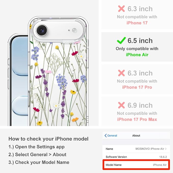 MOSNOVO for iPhone Air Case | Military Grade 6.6ft Drop Tested | Camera Control - Image 2