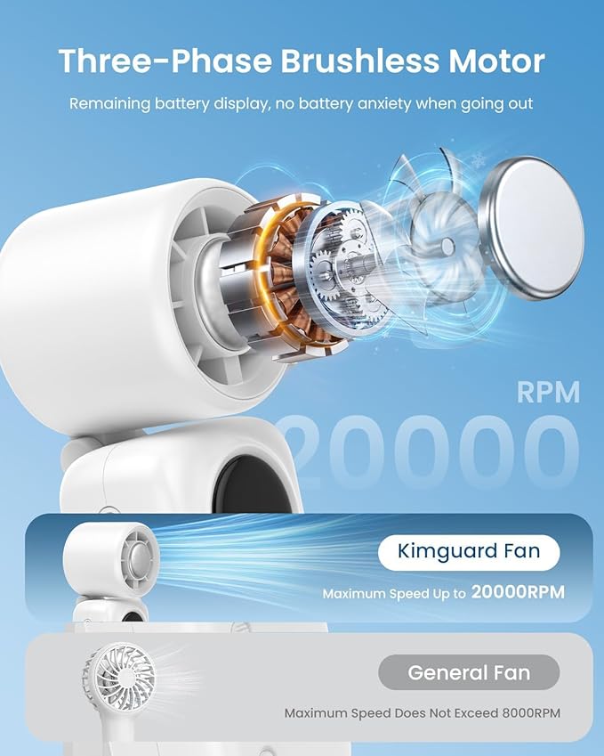 Handheld Turbo Fan with Ice Cooling, High Speed Personal Fan, Neck Fan - Image 4