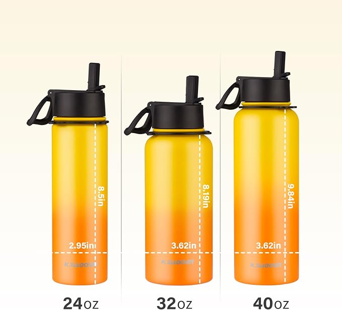 KXIAOCHEN Insulated Water Bottle, Stainless Steel Water Bottle, 2 Lids - Image 6