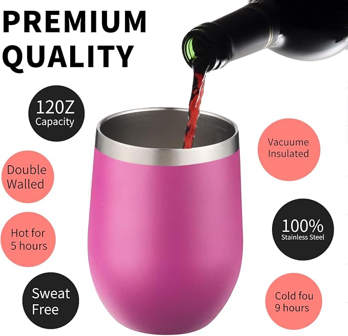 12oz/4 Pack Wine Tumbler Glasses - Image 3