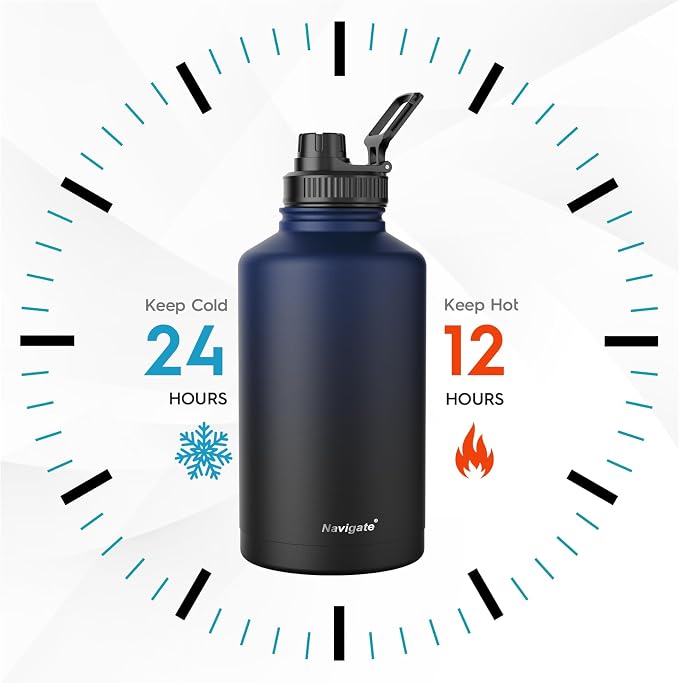 Navigate 64 oz Stainless Steel Insulated Water Bottle, Double Walled Leak Proof - Image 2