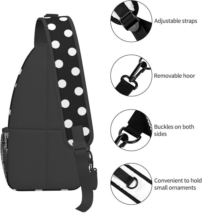 Polka Dot Crossbody Sling Bags for Women Men Abstract White Small Circle Dot on - Image 4