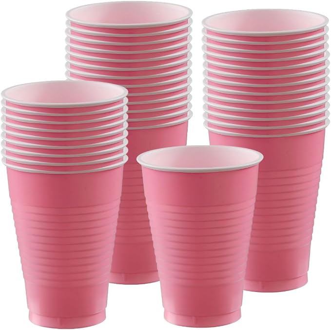 New Pink Plastic Cups - 12 oz. - Versatile Drinkware by AmscanPartySupplies