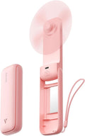 Aecooly Slim Portable Fan with Mirror, Thin Handheld Fan, USB Rechargeable Mini by Aecooly