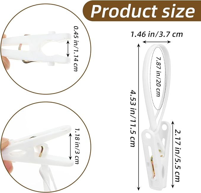 ElevateTech Multi-Purpose Laundry Hooks Clothes Pins Hanging Clips Towel Clips - Image 2