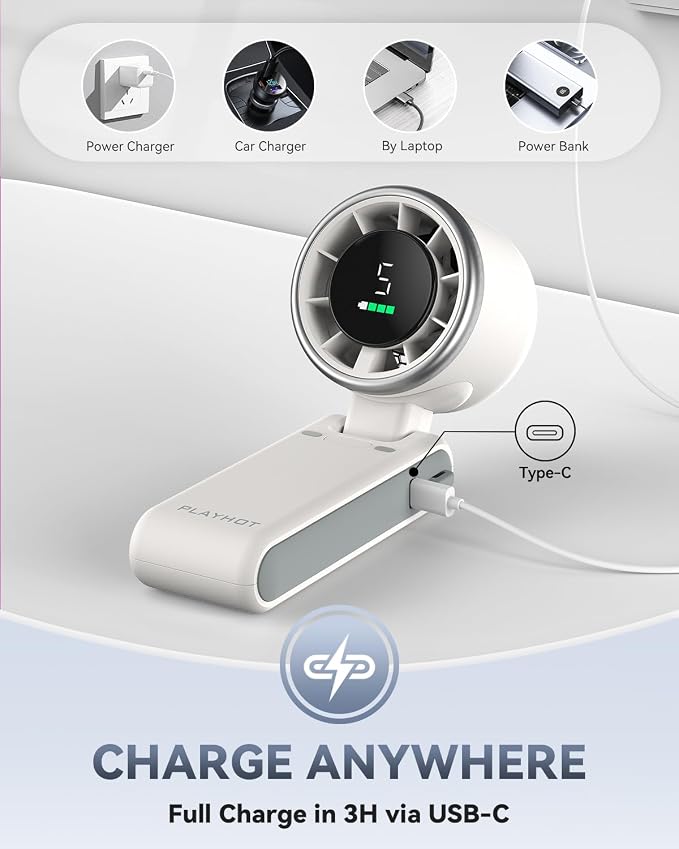 PlayHot Portable Handheld Turbo Fan, 5 Gear Wind, Battery Operated, 3 IN 1 Hand - Image 5