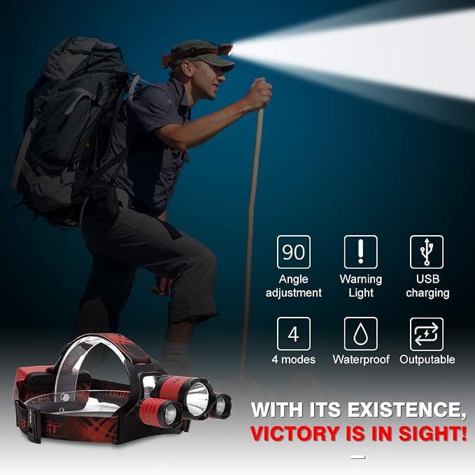 BORUIT B21 Headlamp Rechargeable, LED Super Bright Head Lights - Image 2