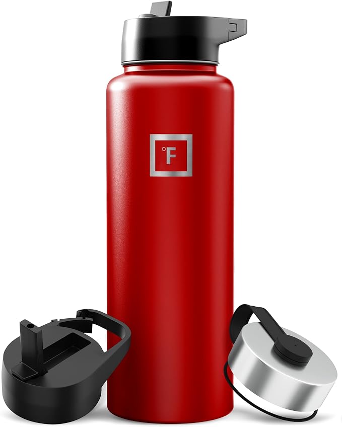 IRON °FLASK Camping & Hiking Hydration Flask - 40 oz Fire Red by IronFlask