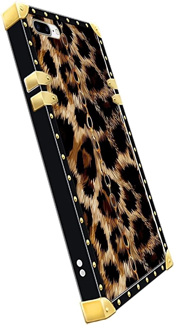 Compatible with iPhone 8 Plus 7 Plus Case, Seamless Gold Chain Leopard Luxury - Image 4