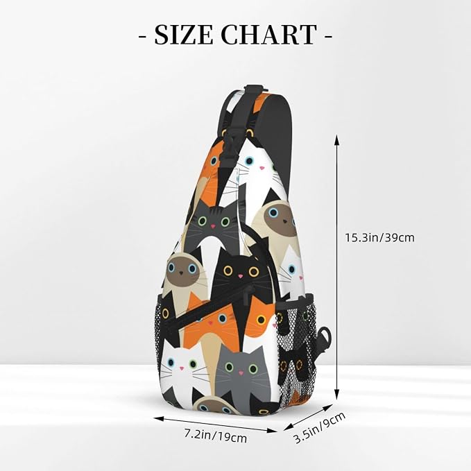 Cute Cats Sling Bag For Women Men Fashion Print Backpack Crossbody Shoulder Bag - Image 3