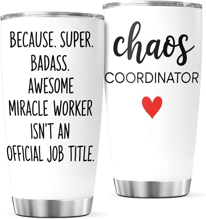 CUBICER Chaos Coordinator Quote Stainless Steel Tumbler 20 Oz Inspirational by CUBICER