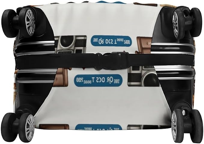 Travel Girl Adventure Globe Airplane Suitcase Camera Map Stretch Luggage Cover - Image 5