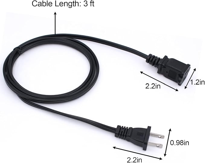 3 Ft Extension Cord, US Male/Female Power Cable - Image 5
