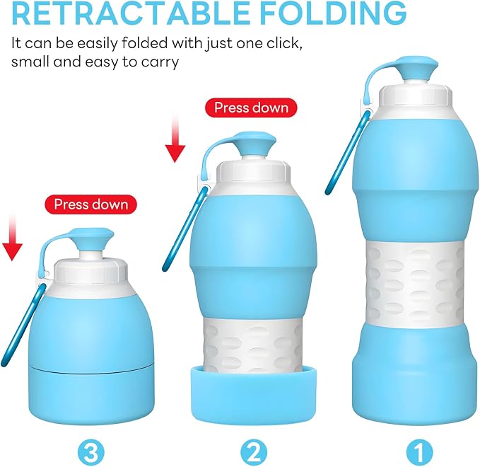 Collapsible Lightweight 20oz Water Bottle, Food-Grade Silicone BPA Free - Image 5