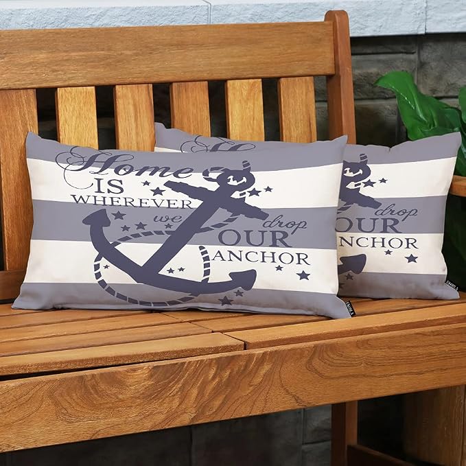 EKOBLA Nautical Pillow Covers Home is Wherever We Drop Our Anchor Waist Lumbar - Image 3