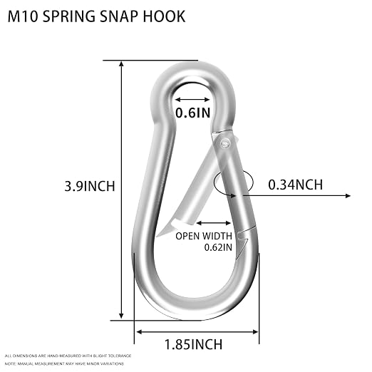 Carabiner, Heavy Duty Galvanized Steel Spring Snap Hook Carabiner Clips - Image 2