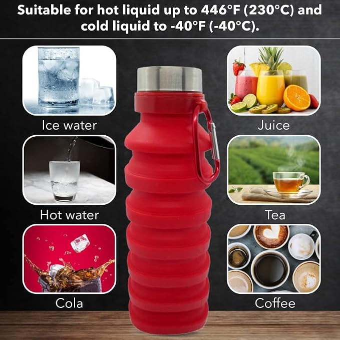 Gadgetime USA Collapsible Water Bottle Reusable, BPA Free, Foldable Portable & - Image 6