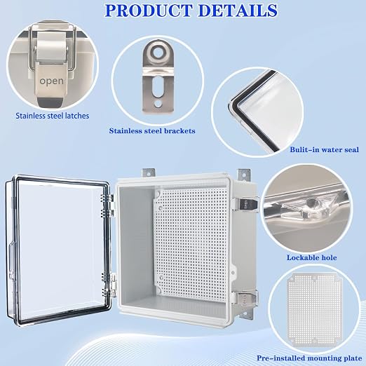 Waterproof Electrical Box with Mounting Plate, IP67 Junction Box Stainless - Image 3