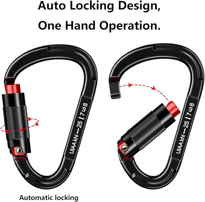 Auto Locking Carabiner Heavy Duty Carabiner 25kN UIAA Certified Climbing - Image 4