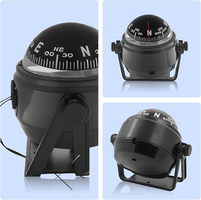 Boat Compass with Magnetic Declination Adjustment, Pivoting Marine Compass - Image 8