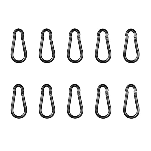 Black Carabiner, Heavy Duty Galvanized Steel Spring Snap Hook Carabiner Clips by High-PQ