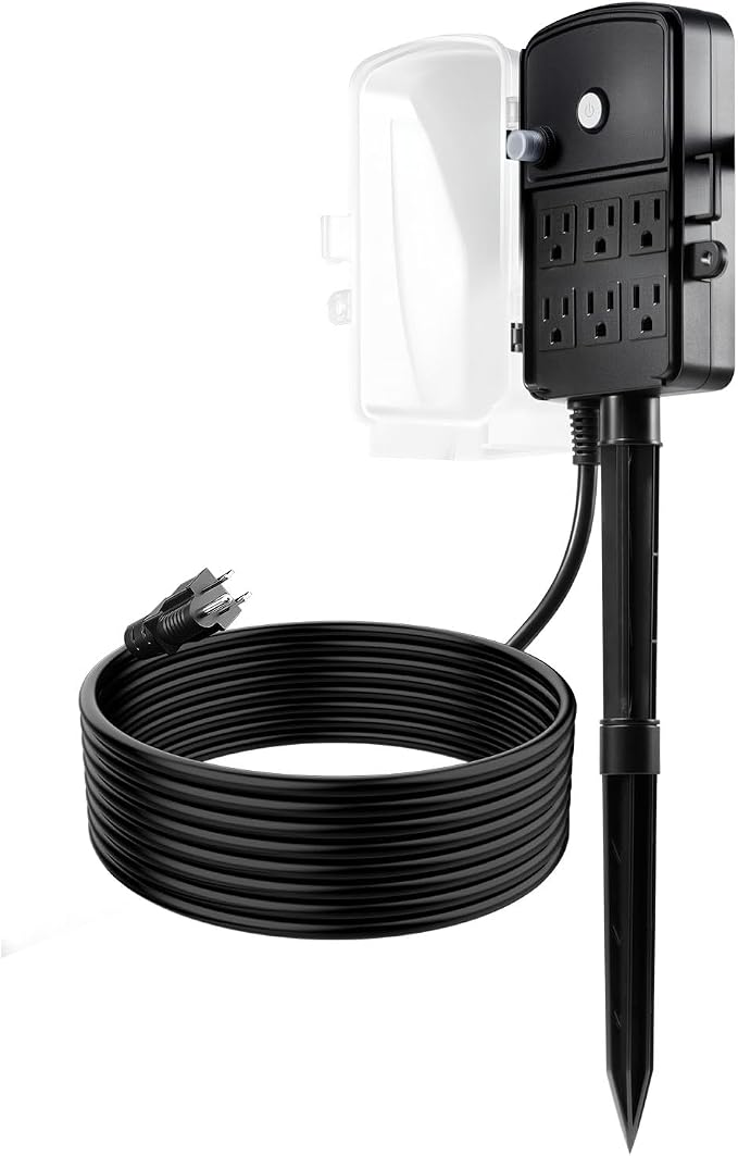 VEVOR Outdoor Power Stake, 15 FT Extension Cord, Outdoor Power Strip - Image 9
