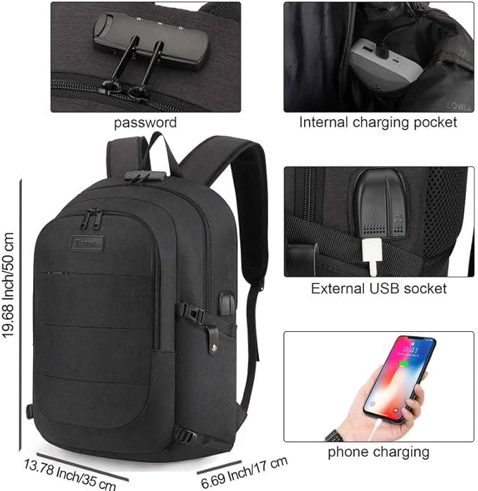 Tzowla Travel Laptop Backpack Water Resistant Anti-Theft Bag - Image 3