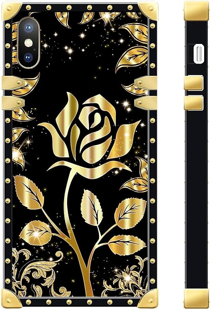 Compatible with iPhone Xs Max Case, Shine Gold Rose Luxury Golden Decoration - Image 3