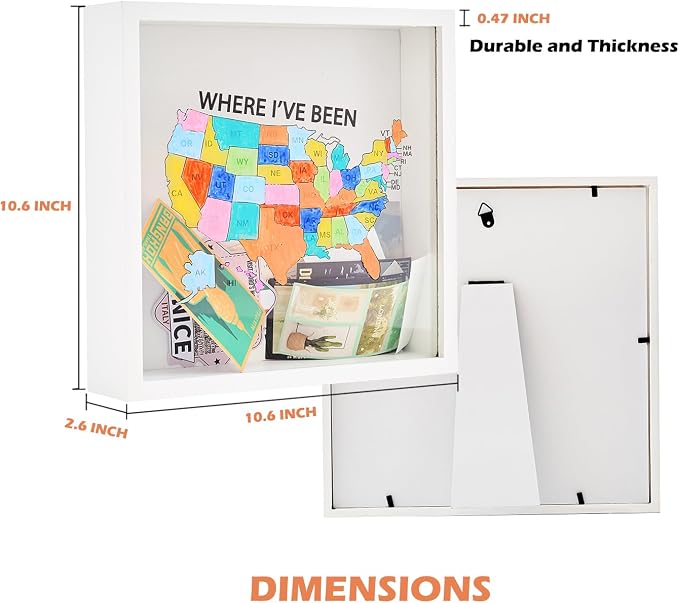 Where I've Been US Map Wooden Shadow Box Frame Wall Decoration, Travel - Image 2