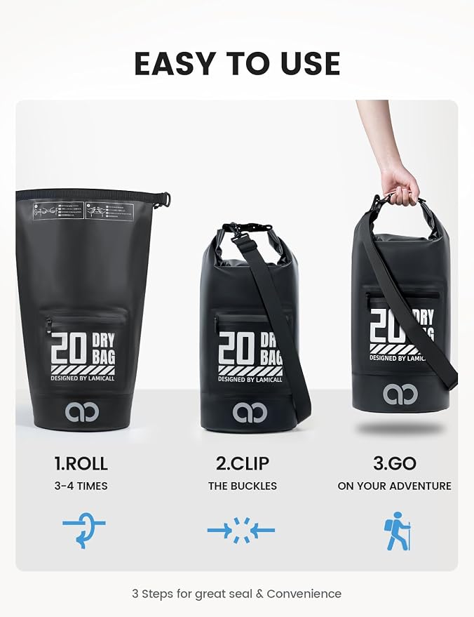 Lamicall Dry Bag Waterproof Backpack - 5L/10L/20L/30L/40L Large Water Proof Bag - Image 6