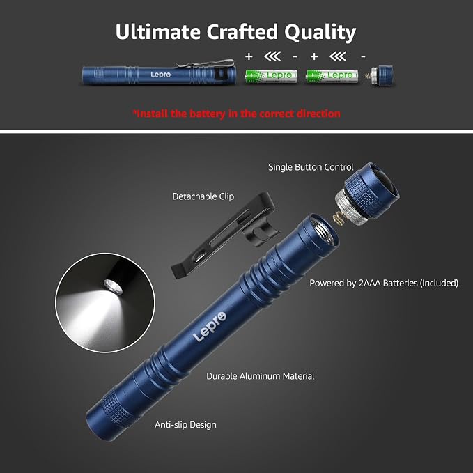 Lepro LED Pen Flashlights, Lightweight, Waterproof Pocket Flashlight - Image 6