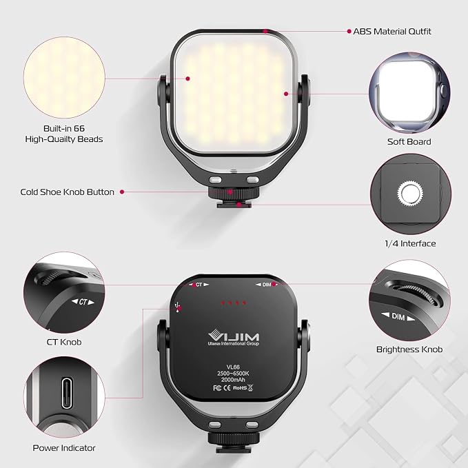 ULANZI VL66 Bi-Color Adjustable Rechargeable 2500-6500K - Image 4