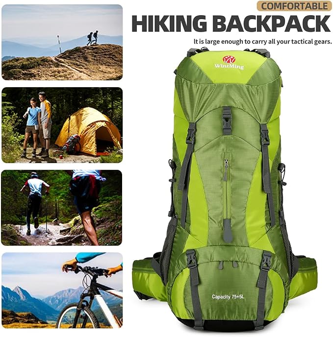 75L Hiking Backpack with Rain Cover Waterproof Camping Backpack Shoes Warehouse - Image 7