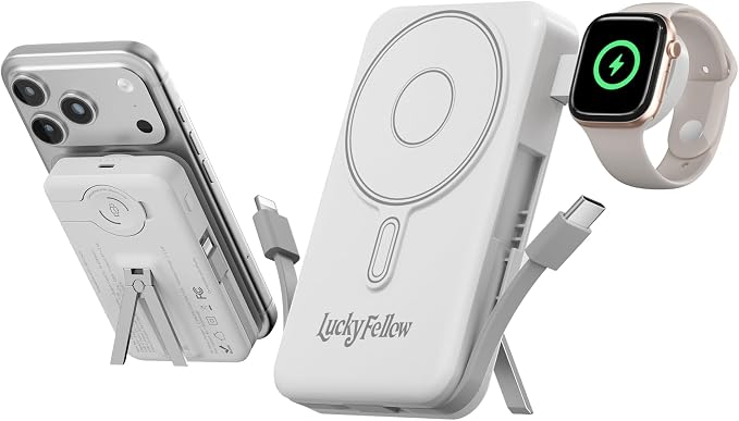 Magnetic Portable Charger Built-in Cables, 10000mAh Fast Charging Wireless by Unknown