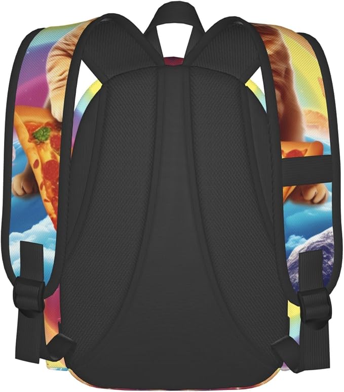 cfpolar 17 Inch Backpack Funny Pizza Cat Rainbow Laptop Bag Shoulder Bag School - Image 3