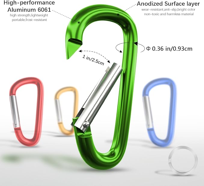 sprookber 4" & 5" Extra Large Aluminum Carabiner D Ring, Caribeener Clips - Image 4