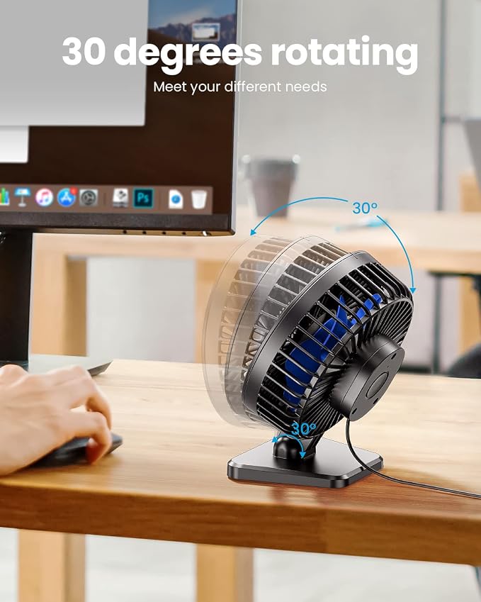 Gaiatop USB Desk Fan, Small But Powerful, Personal Portable Quiet 3 Speeds - Image 4