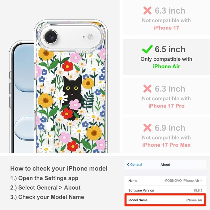 MOSNOVO for iPhone Air Case | Military Grade 6.6ft Drop Tested | Camera Control - Image 2