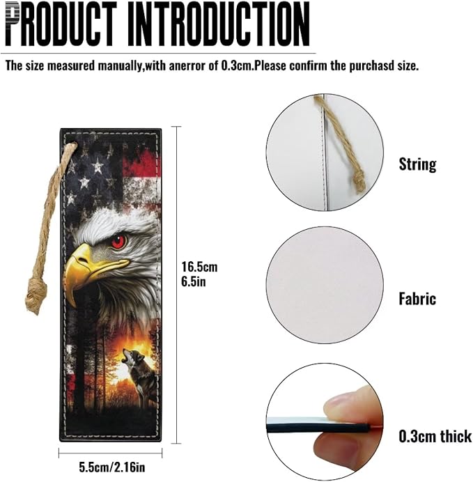 XL Bible Cover Case for Women Men American Flag Wolf Bald Eagle Print PU - Image 6
