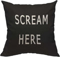 TKS MITLAN Scream Here Pillow Cover 18x18 inch Black White Phrase Pillows by TKS+MITLAN