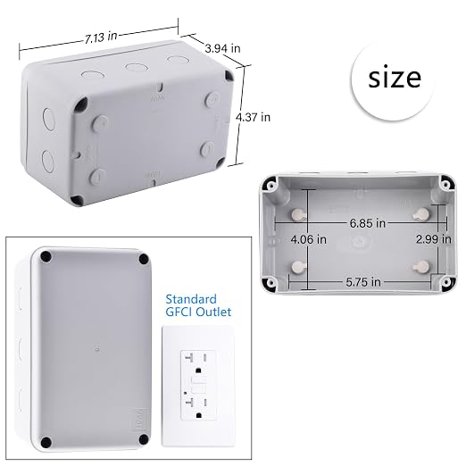 NineLeaf IP66 Waterproof Junction Box Outdoor, 7 1/8" x 4 1/2" x 4" White - Image 4