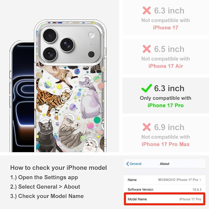 MOSNOVO for iPhone 17 Pro Case | Military Grade 6.6ft Drop Tested | Camera - Image 2