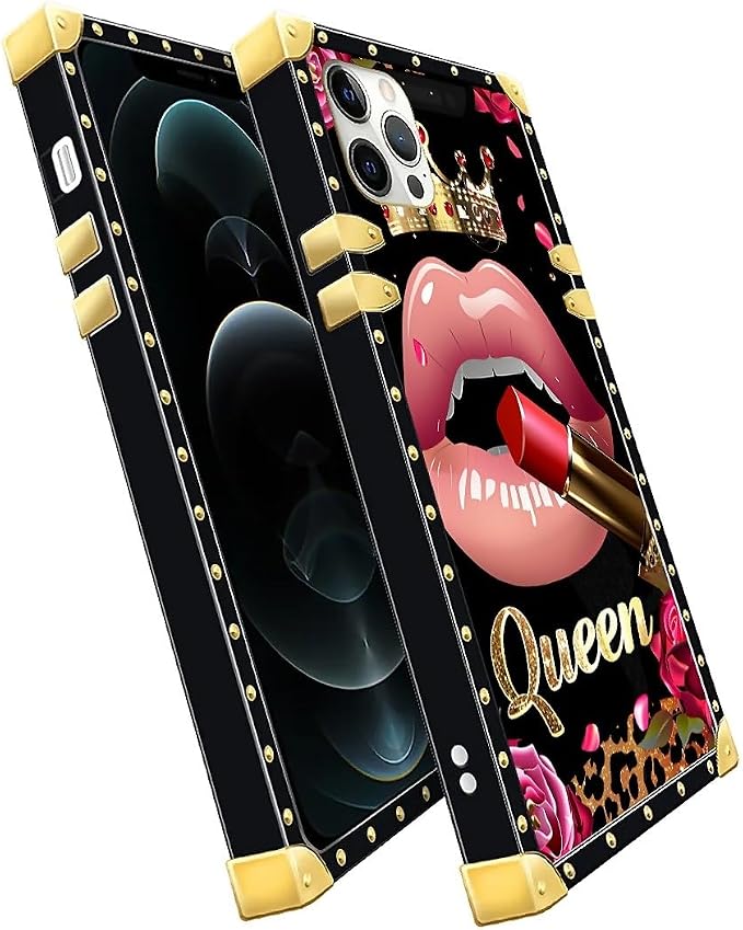 Compatible with iPhone 11 Pro Max Case, Glitter Red Rose Queen Leopard Lipstick - Image 3